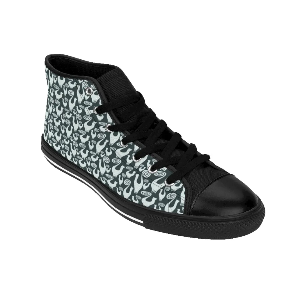 Steel Green Snooty Cats Women's High-top Sneakers