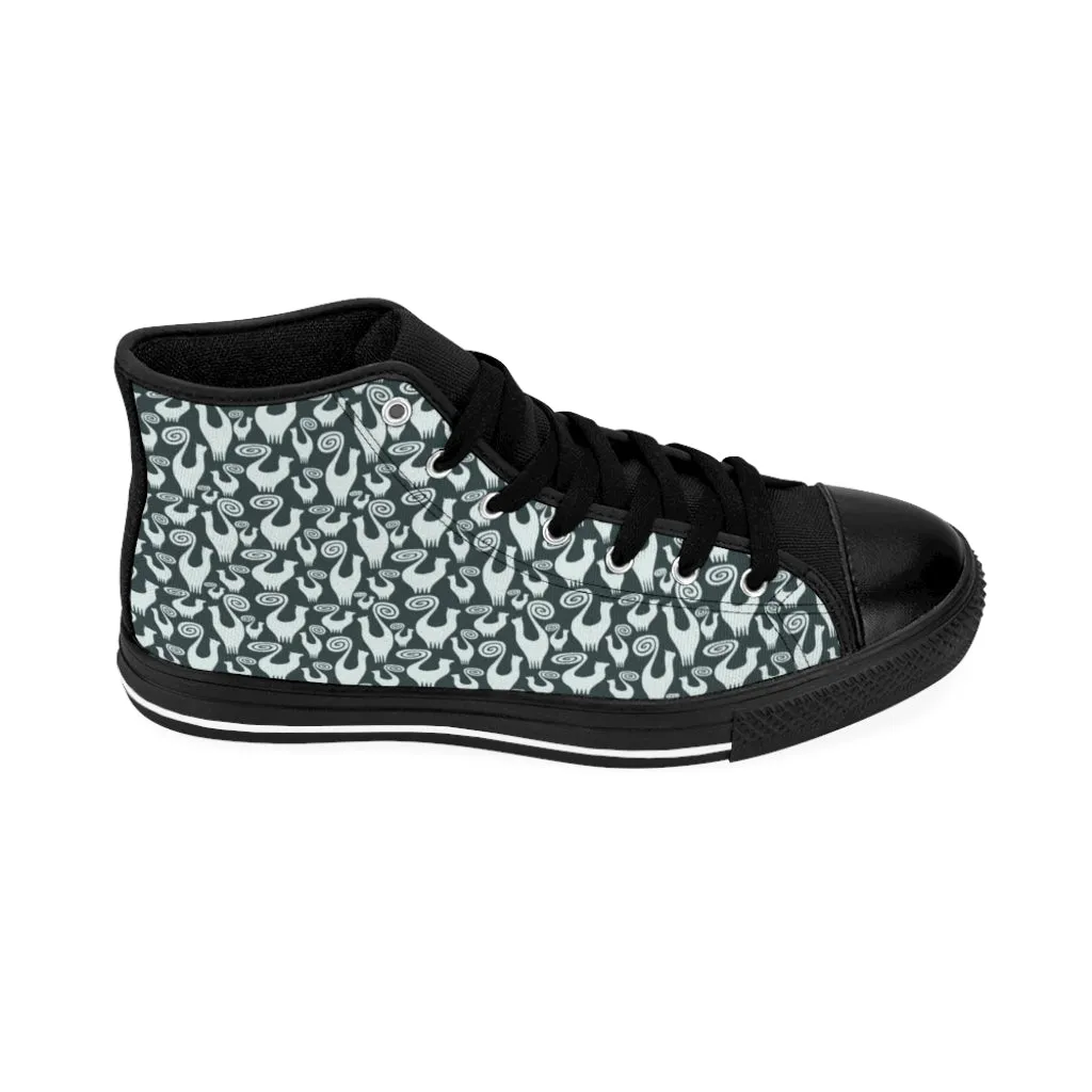 Steel Green Snooty Cats Women's High-top Sneakers