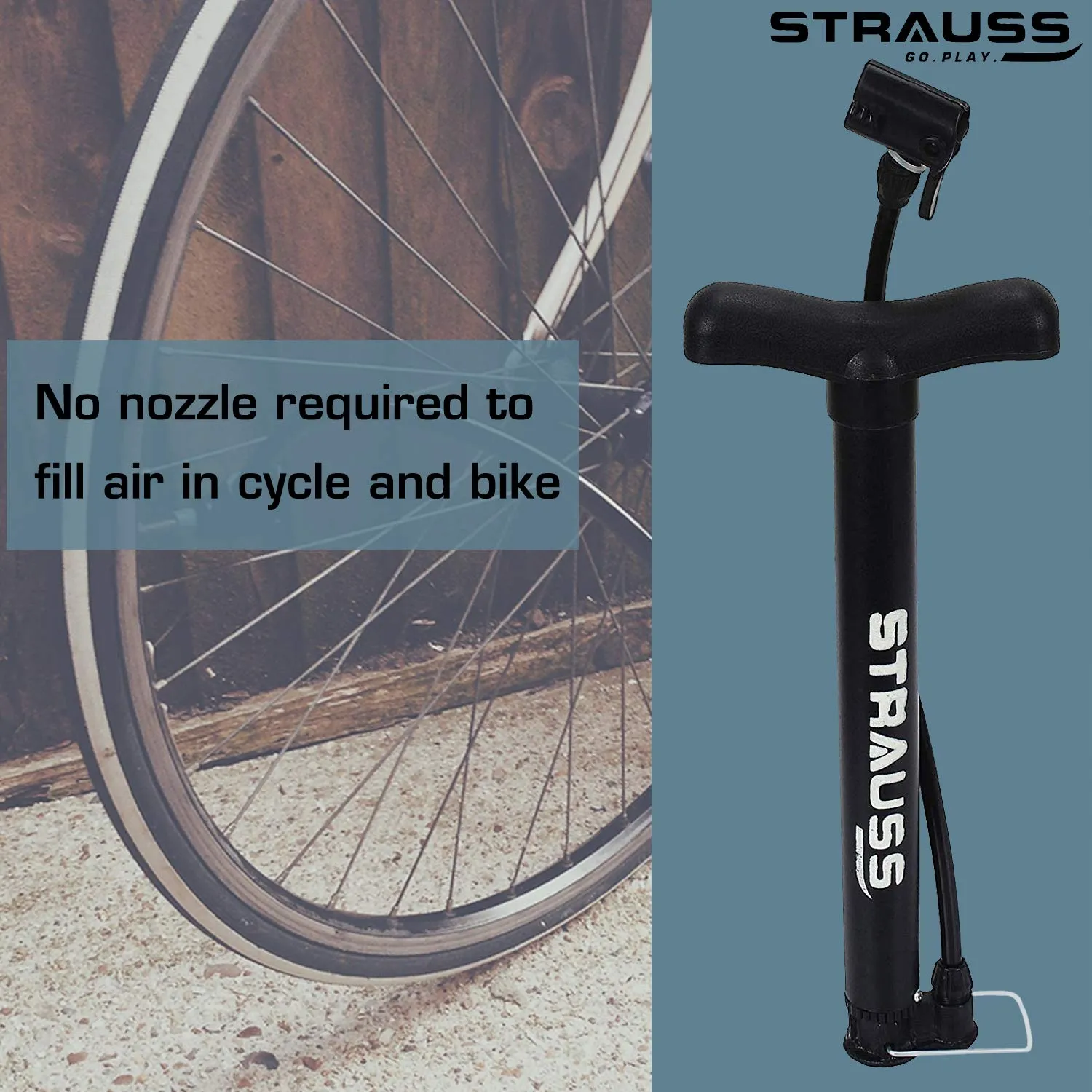 Strauss Cycle Mobile Phone Holder with Mount Bracket, (Black) and Bicycle Air Pump, (Black)