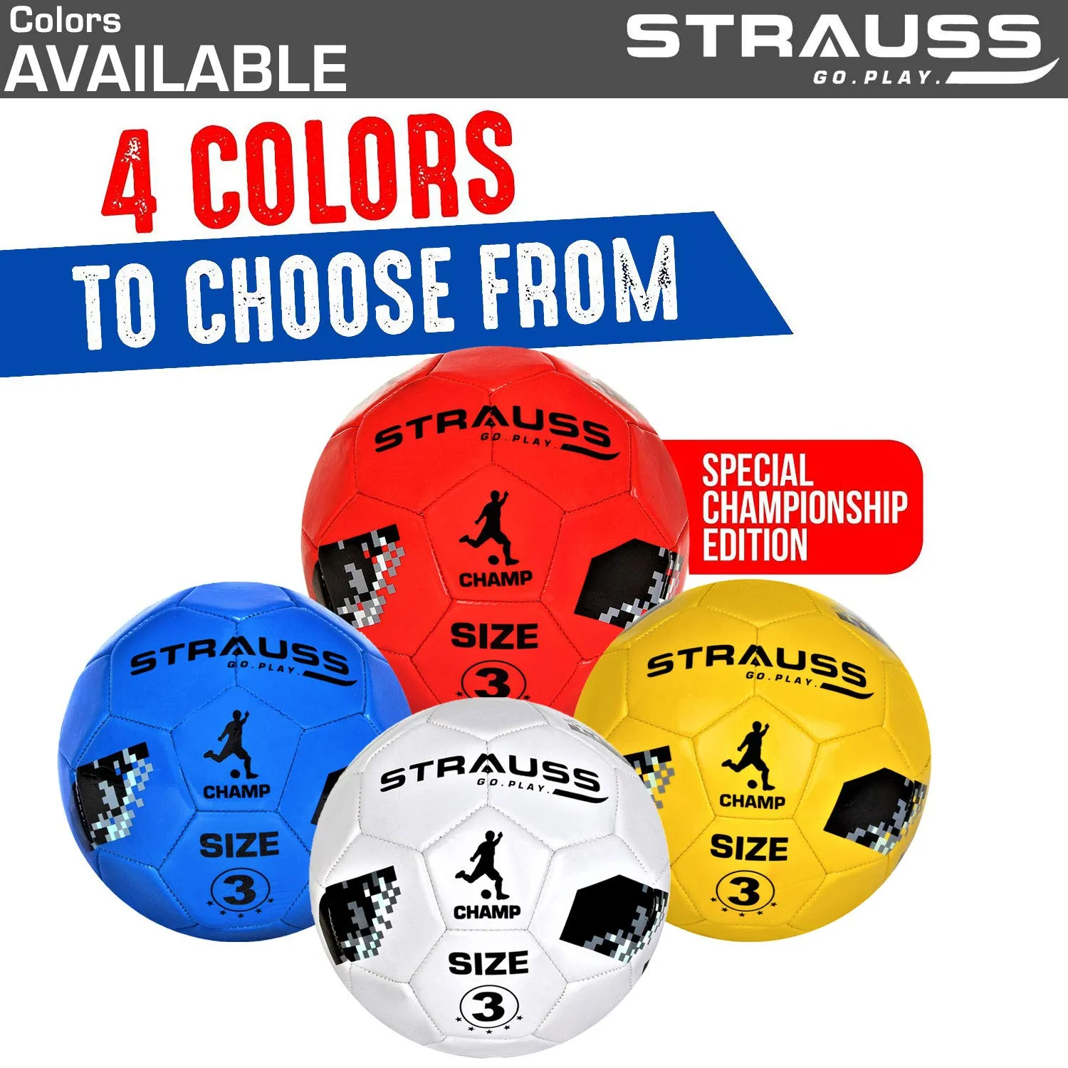 STRAUSS Official Football Size 3 |Professional Match Ball for Indoor & Outdoor Games & Training for Kids & Adults | Granular Texture with High-Performance Grained Surface, (Blue)