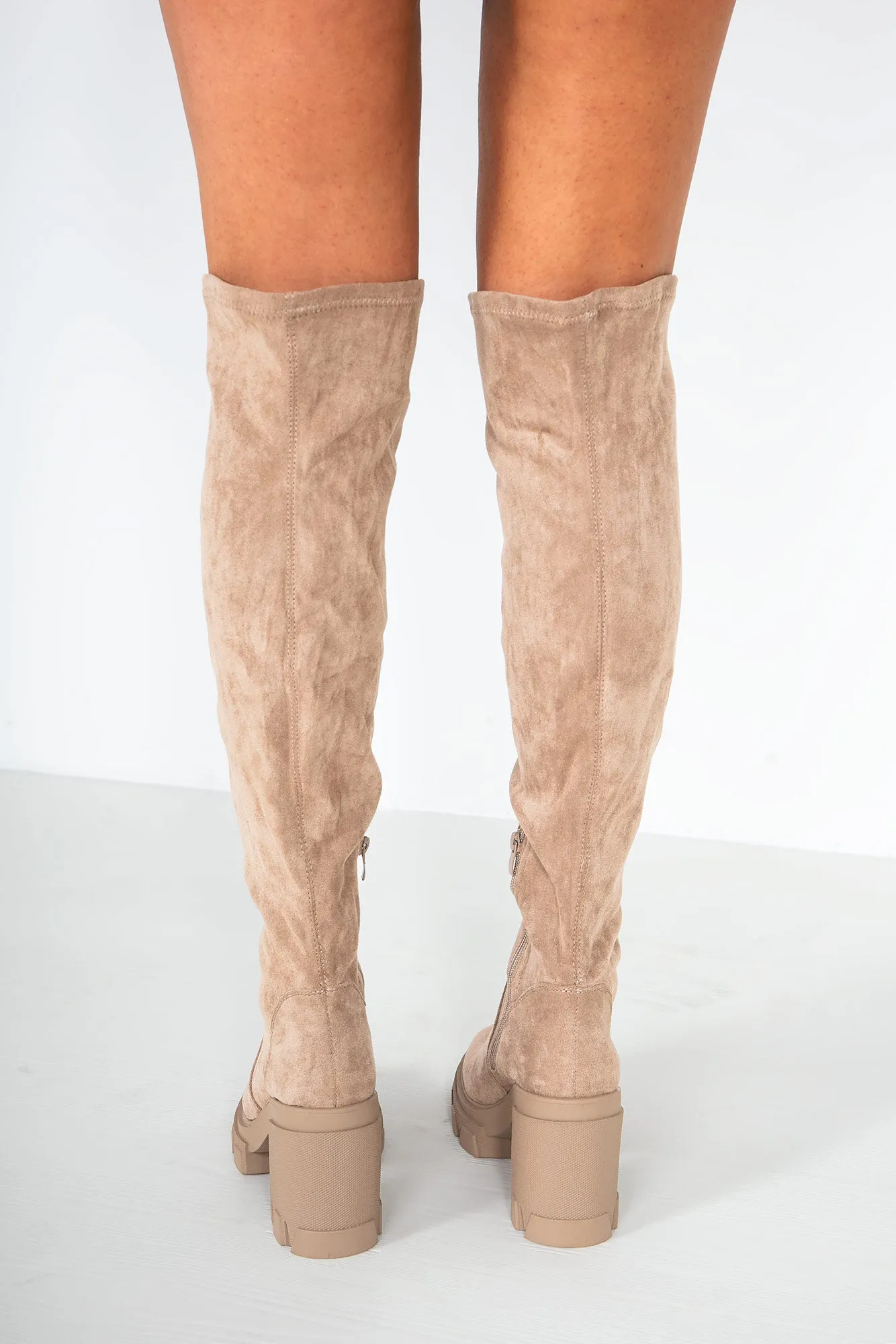 Tanya Taupe Suedette Knee High Boots