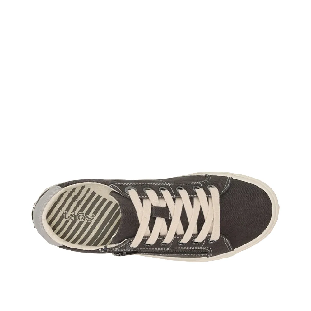 Taos Women's Z Soul Side Zip Canvas Lace Sneaker in Graphite