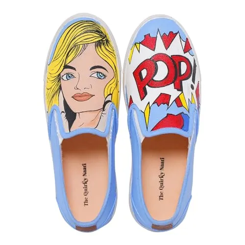 THE QUIRKY NAARI Handpainted Pop Girl Slipons with Burst of Colours | 5 UK Multicolor