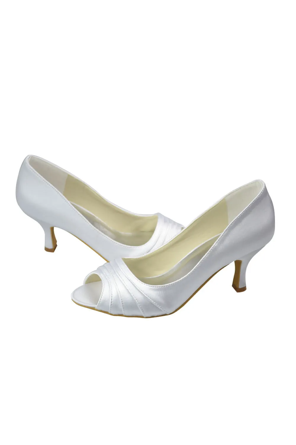 White Peep Toe High Heel Handmade Comfy Wedding Shoes S23