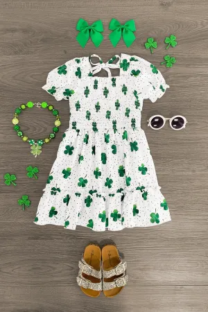 White Ruffle Shamrock Dress