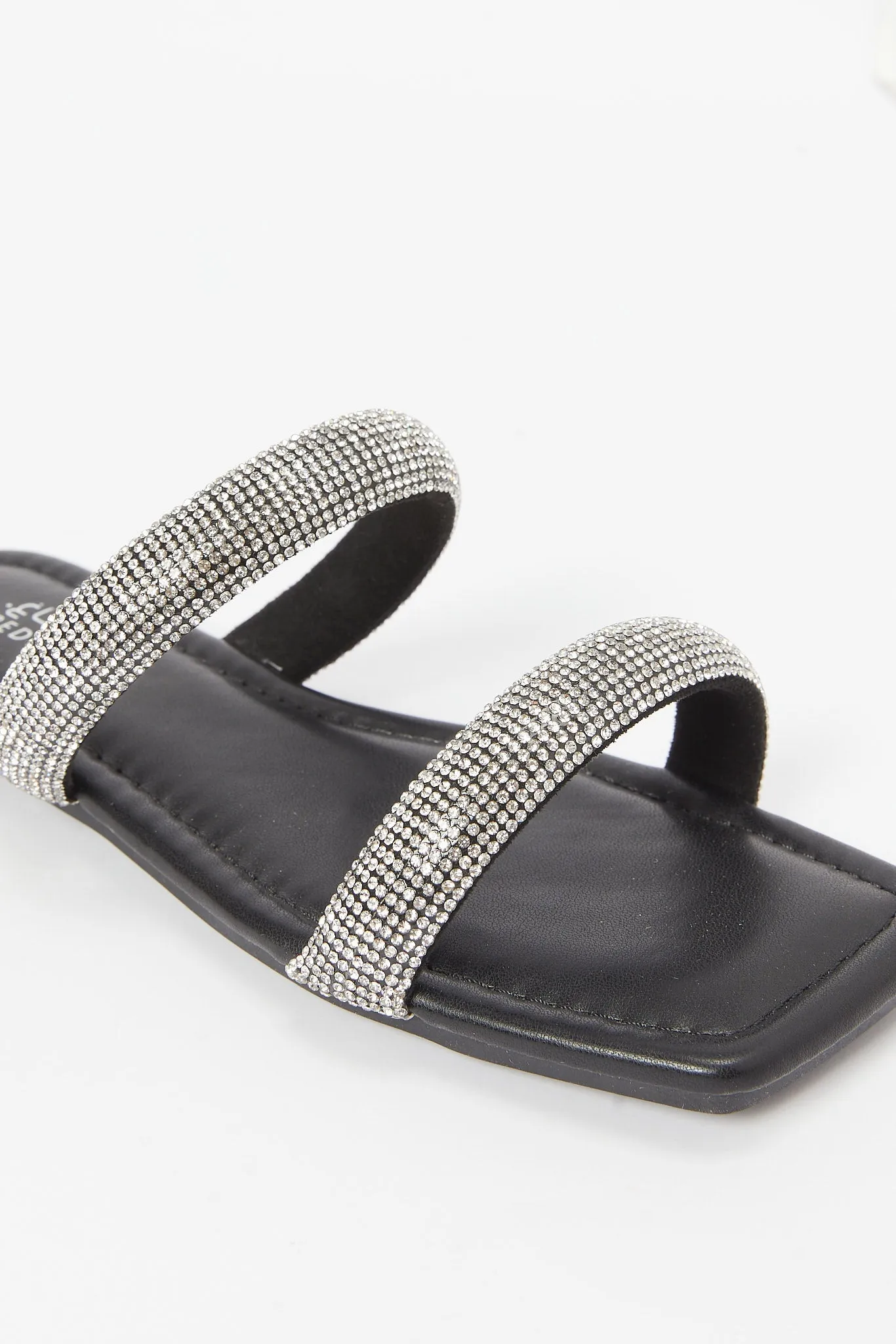 Women Black Diamante Mule