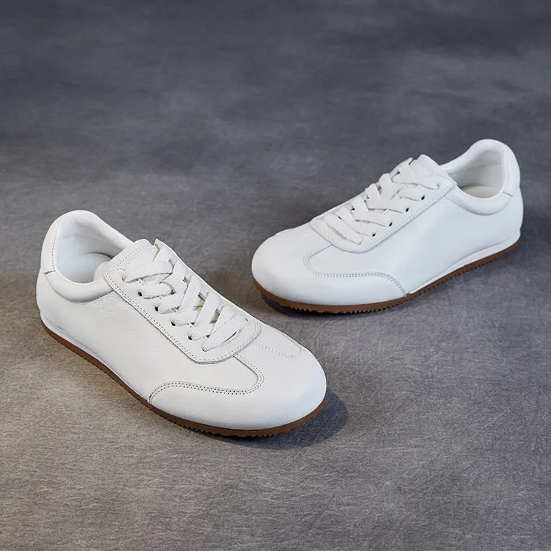 Women Minimalist Fashion Leather Soft Casual Training Sneakers