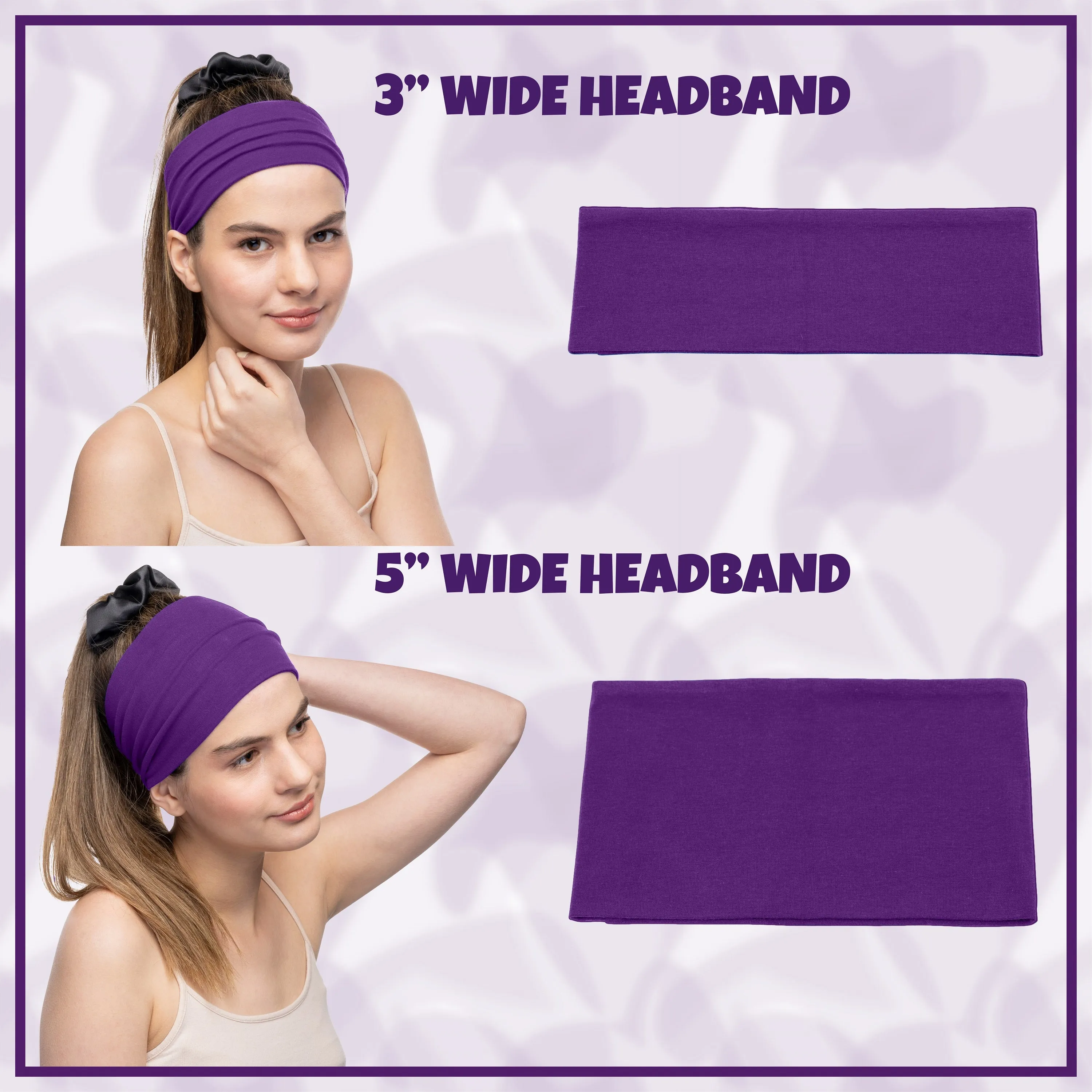 Women's Headbands Cotton Jersey 3" Wide Yoga Fitness Fashion Made in the USA Orchid