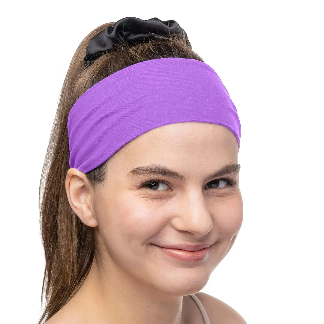 Women's Headbands Cotton Jersey 3" Wide Yoga Fitness Fashion Made in the USA Orchid