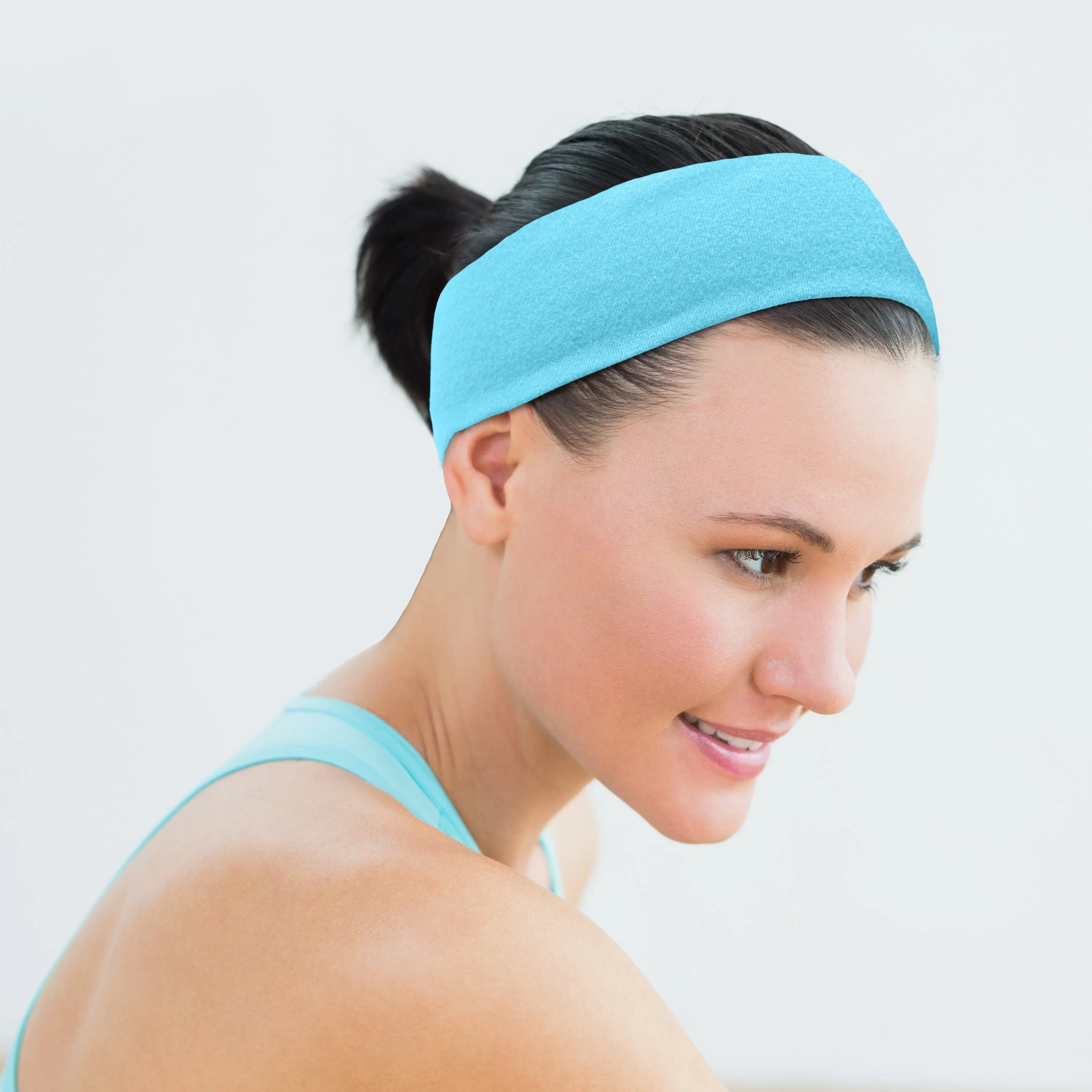 Women's Headbands Cotton Jersey 3" Wide Yoga Fitness Fashion Made in the USA Seafoam