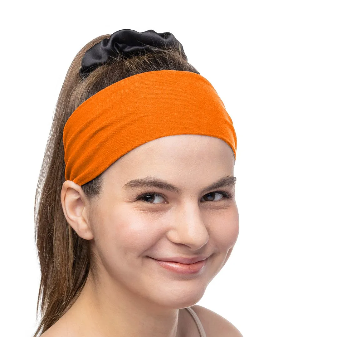 Women's Headbands Cotton Jersey 3" Wide Yoga Fitness Fashion Made in the USA Tangerine