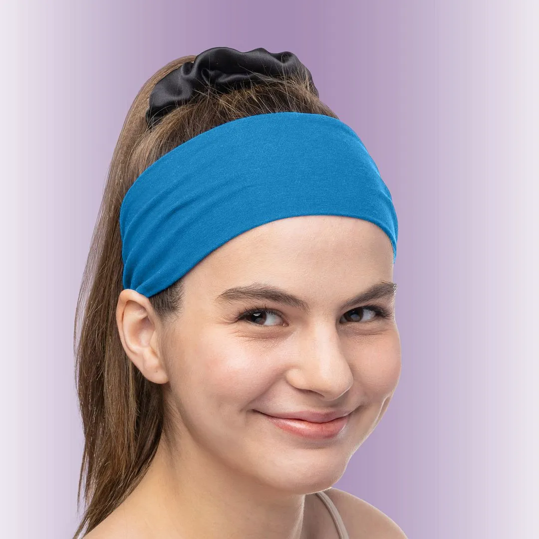 Women's Headbands Cotton Jersey 3" Wide Yoga Fitness Fashion Made in the USA Turquoise