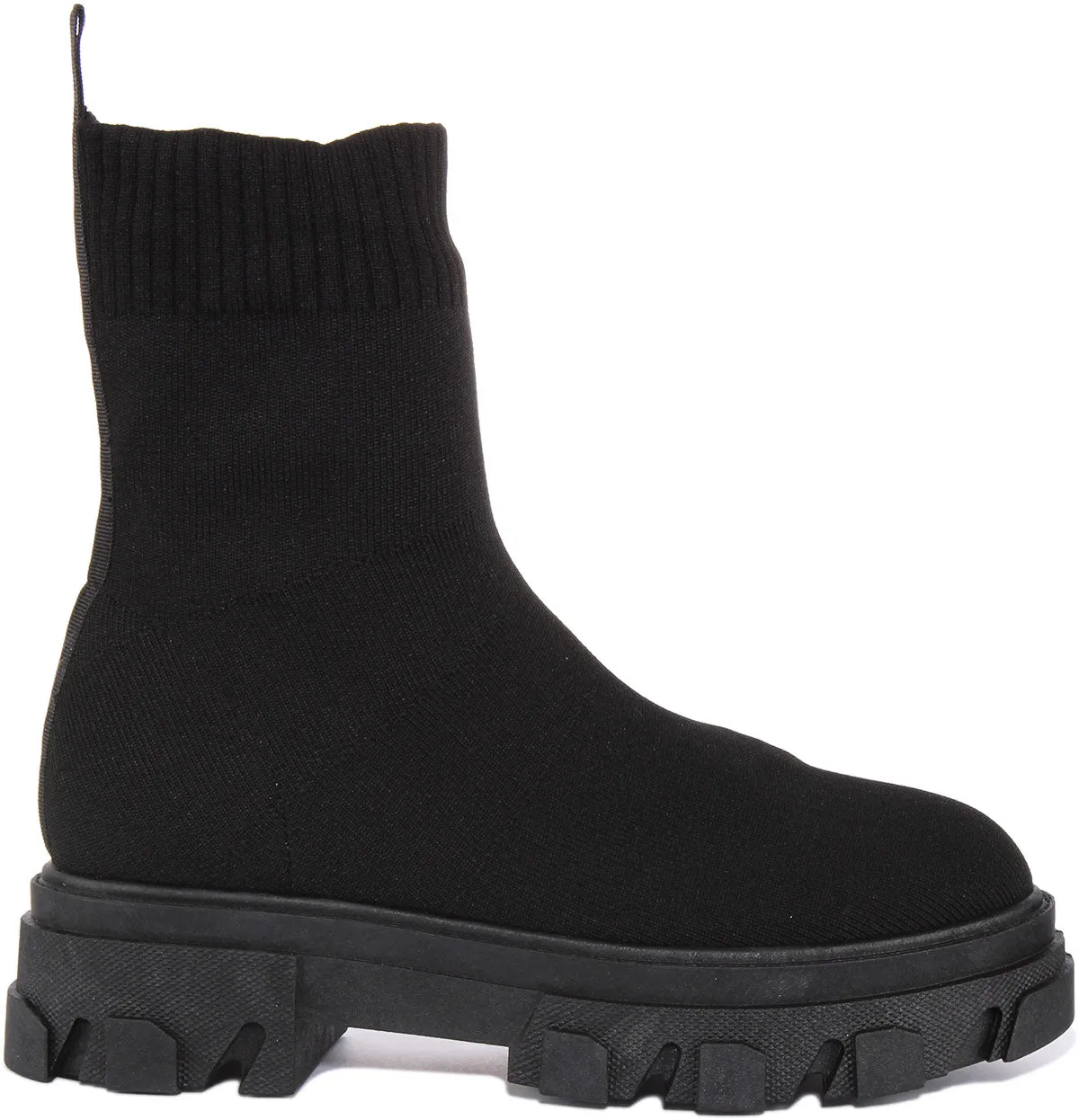 Womens Pull on Sock Boot In Black For Women