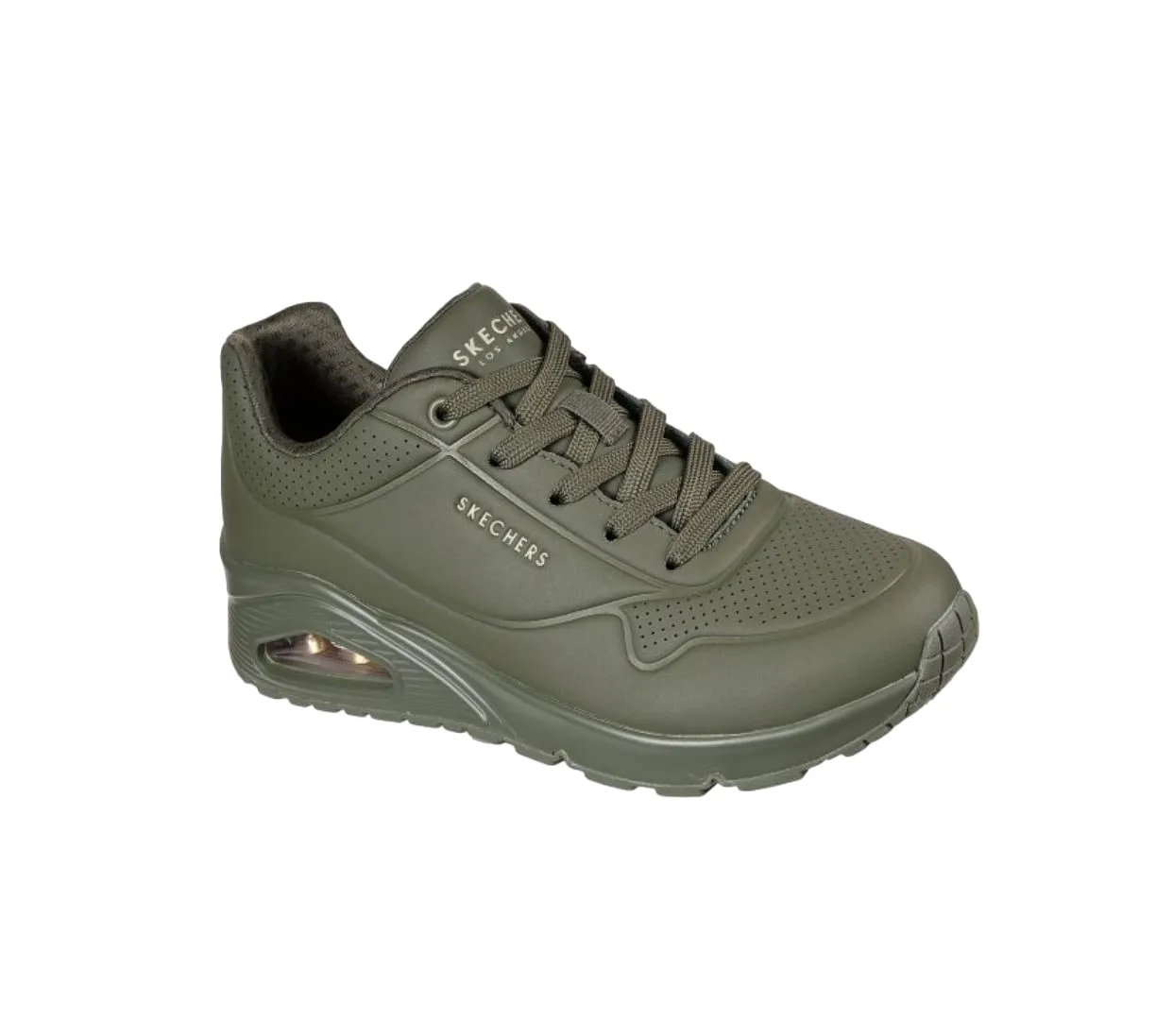 Womens Skechers Uno - Stand On Air Olive Lace Up Sneaker Shoes